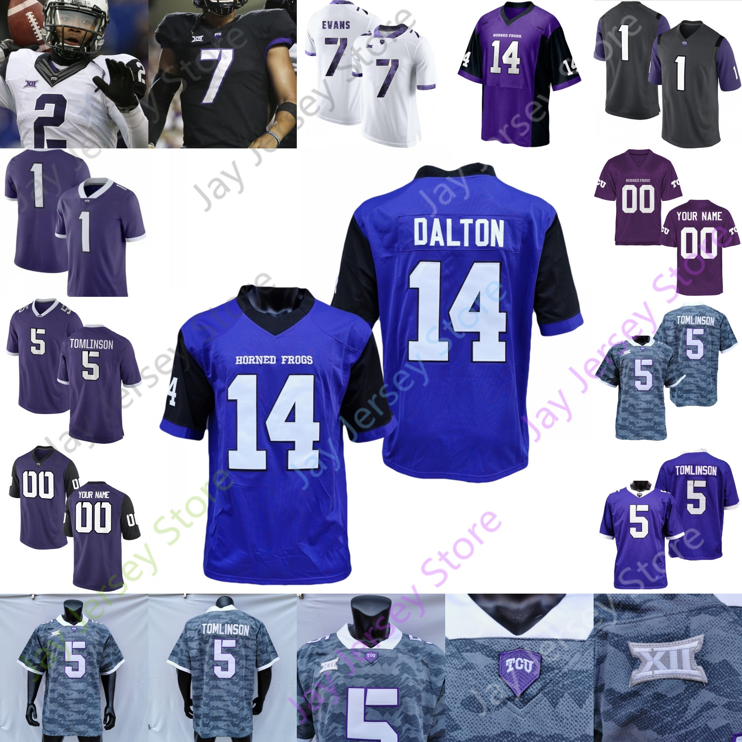 

2020 Custom TCU Horned Frogs Football Jersey NCAA College 4 Taye Barber 30 Garret Wallow 90 Ross Blacklock 12 Jeff Gladney 9 Josh Doctson, Purple viii