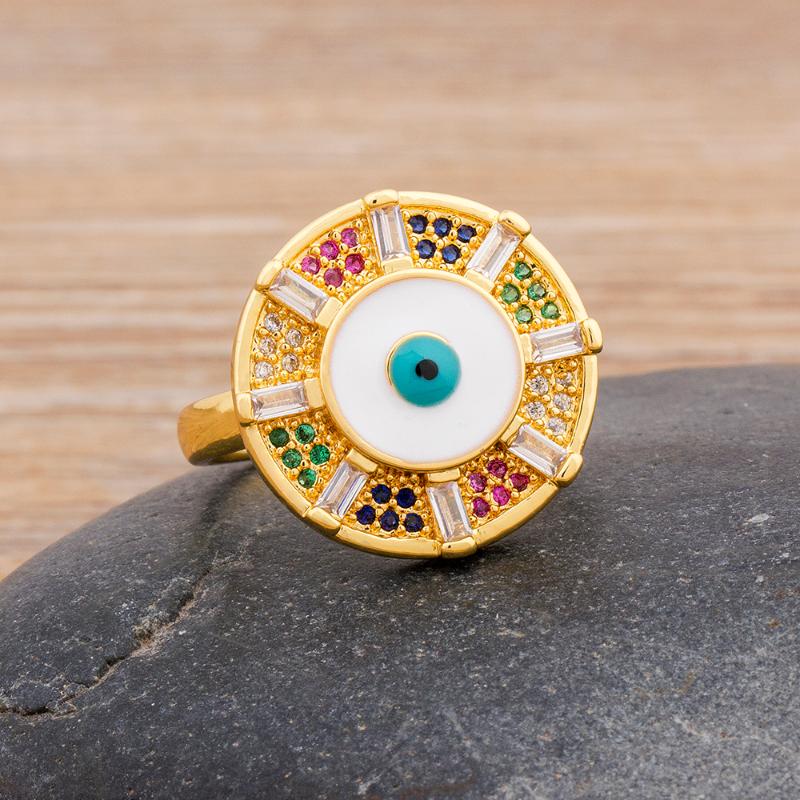 

New Arrival Fashion Red/Black/White Colors Evil Eye RingsTop Quality Copper CZ Adjustable Ring Best Party Wedding Jewelry Gift