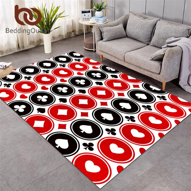 

BeddingOutlet Poker Carpets Large for Living Room Playing Cards Bedroom Area Rugs Black Red White Floor Mat Games Funny alfombra