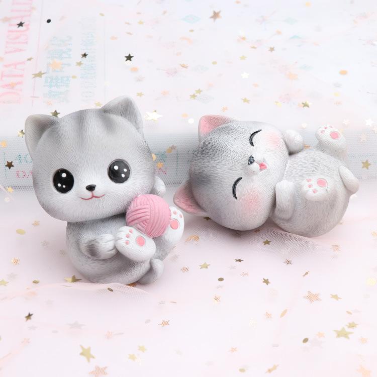

Creative cute cat resin cake decoration car car home decoration wool cat gift