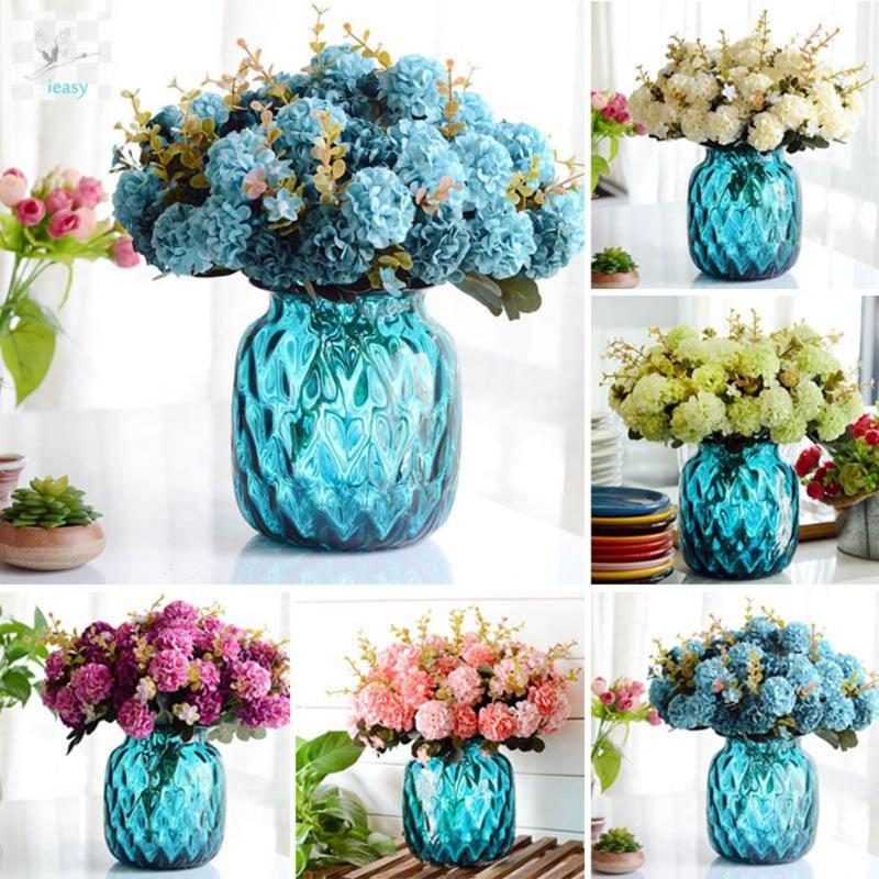 

1 Bunch 10 Flower Heads Beautiful Silk Artificial Hydrangea Gerbera Flower Decoration Fake Flowers Bouquet Home Wedding Decor, Pink