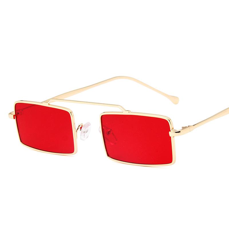 

Sunglasses 2021 Double Bridge Square Women Alloy Metal Small Frame Clear Sun Glasses Men Vintage Chic Shades Red Yellow MN1878