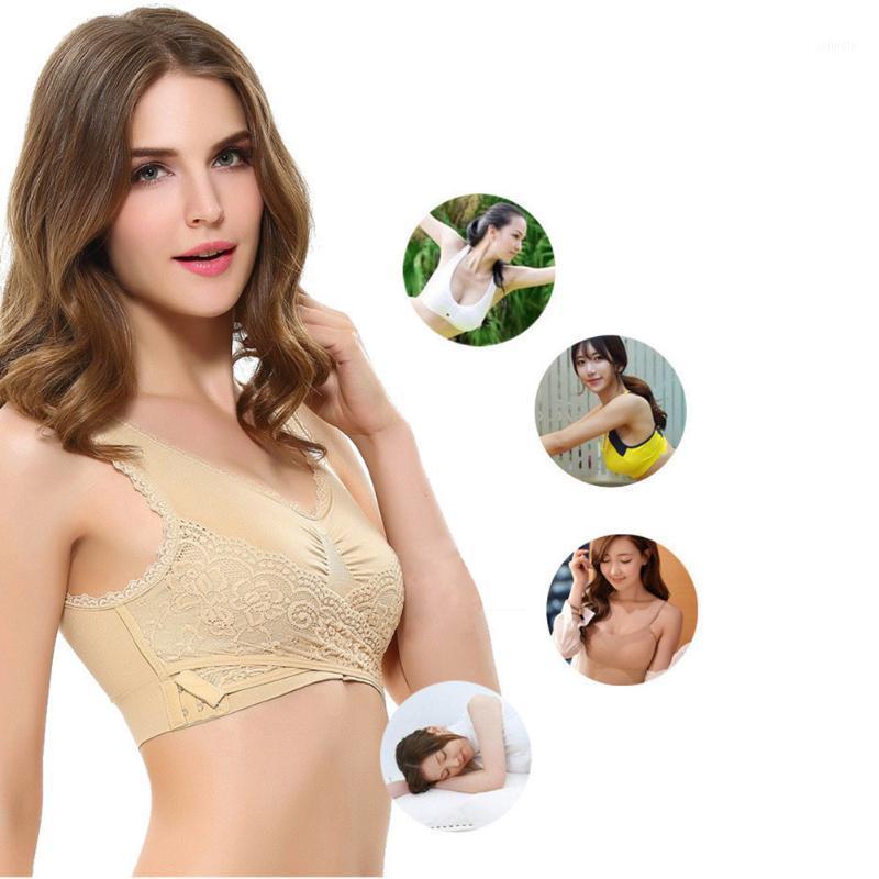 

Women Cross Front Side Buckle Lace Sports Bras Workout Gym Activewear Bra1, As pic