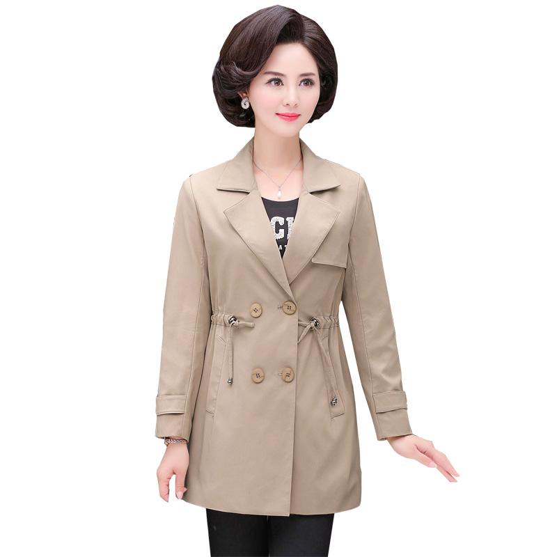 

High Quality Woman Trench Coat Spring Autumn Trench Coat Slim Double Breasted Women's Windbreakers Overcoat Mother Dress K217, Khaki