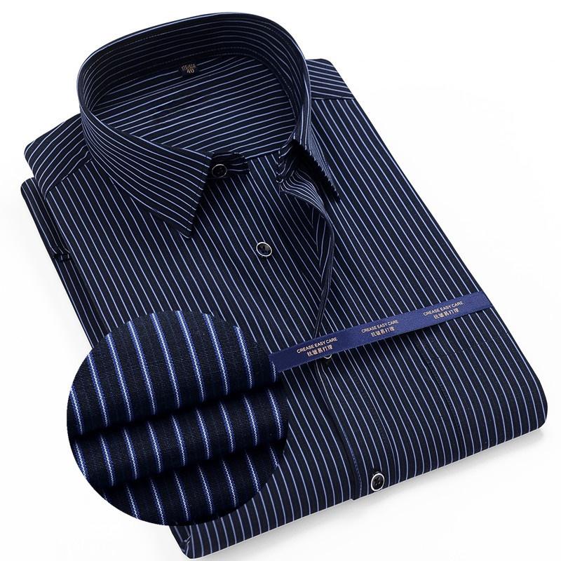 

summer men plus size office shirt short sleeve cotton 8XL 10XL oversize striped shirt pockets formal blue black pink 56 58, Picture color