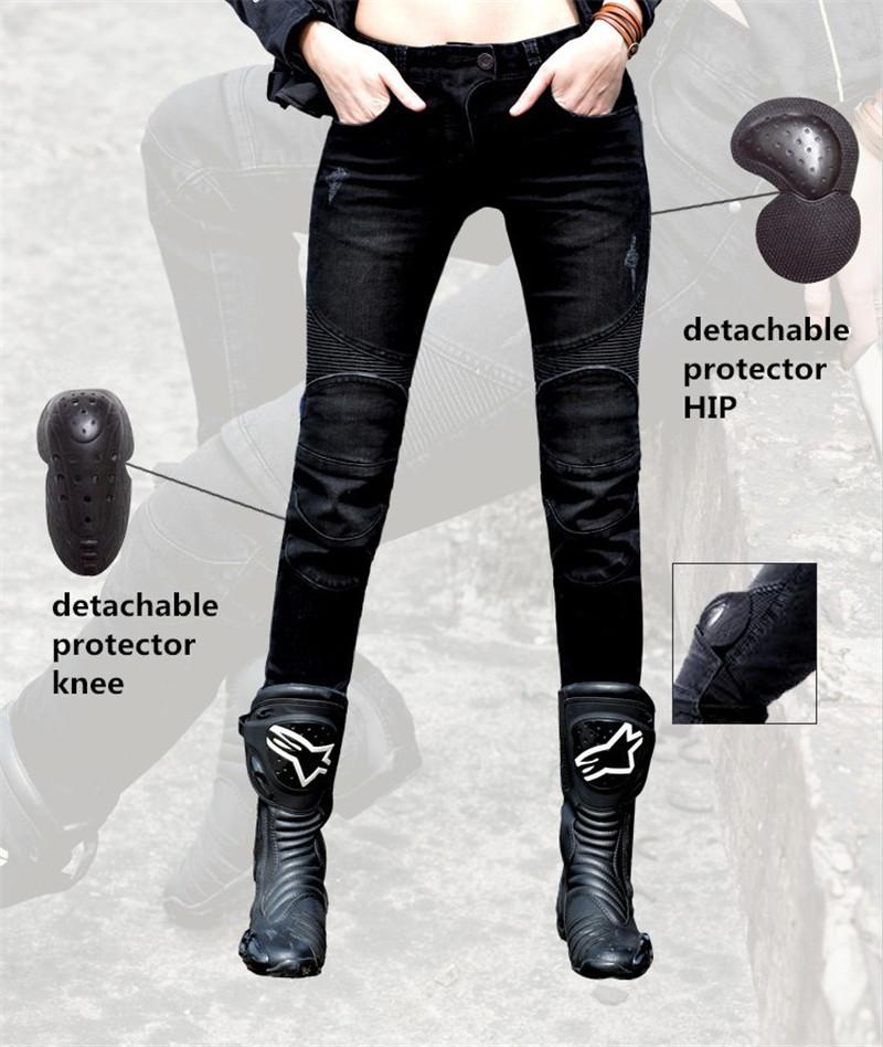 

Fashion women Uglybros feather jeans motorcycle protective pants black racing jeans motorcycle pants size: 25 26
