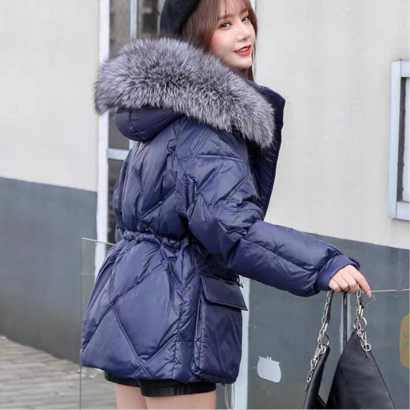 

Female fashion woman's jacket 2020 winter down women's coat and jackets lady fur collar outerwear blue, White