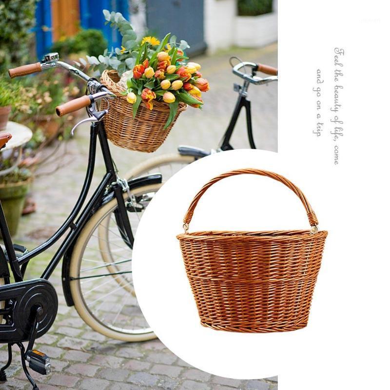 

Bicycle Front Basket Wicker Front Handlebar Road Bike Basket Handwoven For Children Bikes Bike Storage1