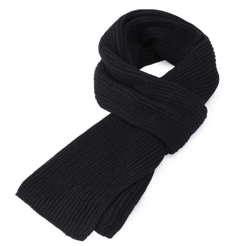 

Men Fashion 2020 Winter Korean Solid Color Knitted Scarf High Quality Black Grey Warm Thickened Scarves Gift for Men