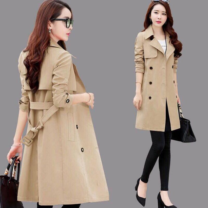 

2020 New Spring Autumn Windbreaker coat Khaki Women's Long Casual Trench coats Plus size Overcoat Femmino Female clothing 3XL, Pink