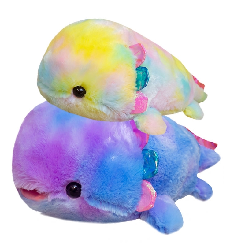 

Fantastic Cosmic sky Colour Axolotl Fish Plush toy Rainbow Colour Cynops Dinosaur Fish Stuffed Fish Pillow Hug Pillow for kids 201214, Purple