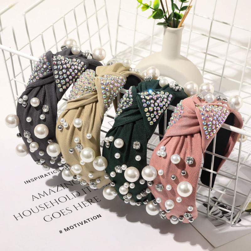 

Vintage Beads Pearl Rhinestone Knot Hairband Headband Hair Accessories