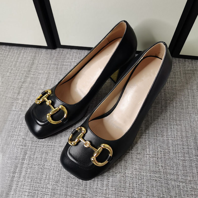 

elegant fashion high heels sexy spring and autumn dress shoes metal buckle thick heel womens shoes new womens bridal wedding shoes, Extra shoebox