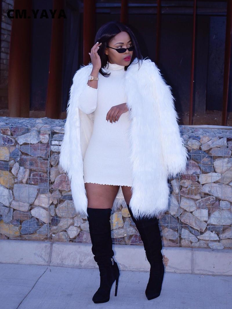 

Women' Fur & Faux CM.YAYA Jacket Wool Blends For Women, White
