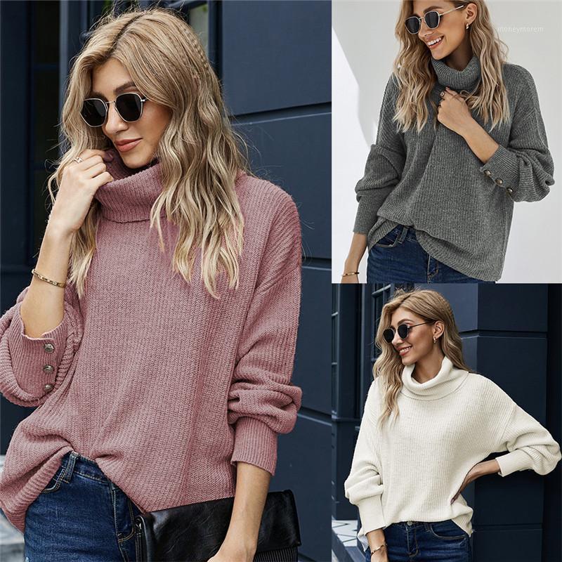

Plus Size 2020 Women Thick Sweater Casual Elegant Turtleneck Lantern Sleeves Loose Pullovers Winter White Red Gray Knitting Full1