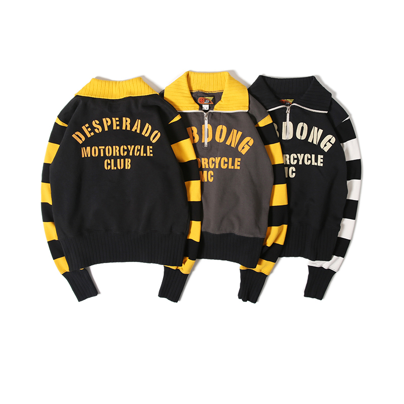 

wasted motorcycle half zipper short vest for men sweater H9YX, Black yellow.