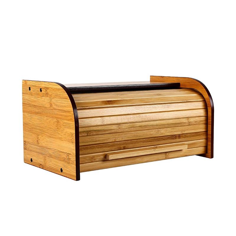 

Wooden Roll Top Kitchen Storage Box Bread Box Kitchen Storage-Requires Assembly