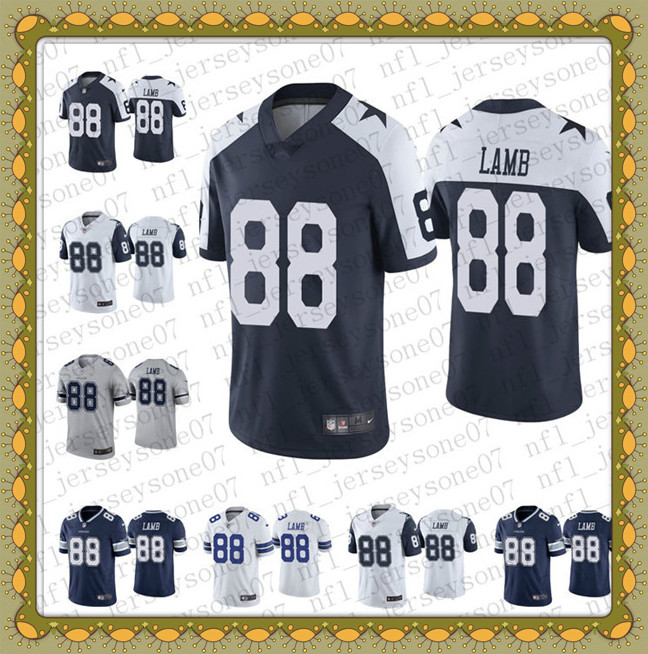 

2020 Custom Men's women youth Dallas Cowboys 88 CeeDee Lamb 100th season black white blue Vapor Limited rush Football Jersey