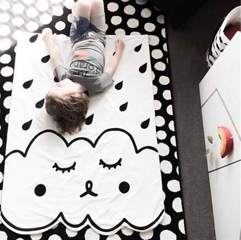 

INS Hot sale the winter 100% cotton super soft baby clouds drop of bed linen blanket for baby play game Blanket