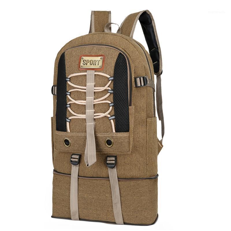 

Men Outdoor Hiking Backpack Large Travel Mountaineering Bag Light Canvas Luggage Rucksack Tactical Backpack 20201, Black