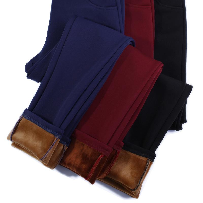 

Women in leggings have high waists Autumn winter with velvet thickened leggings women' elastic slim body warm wear high waist