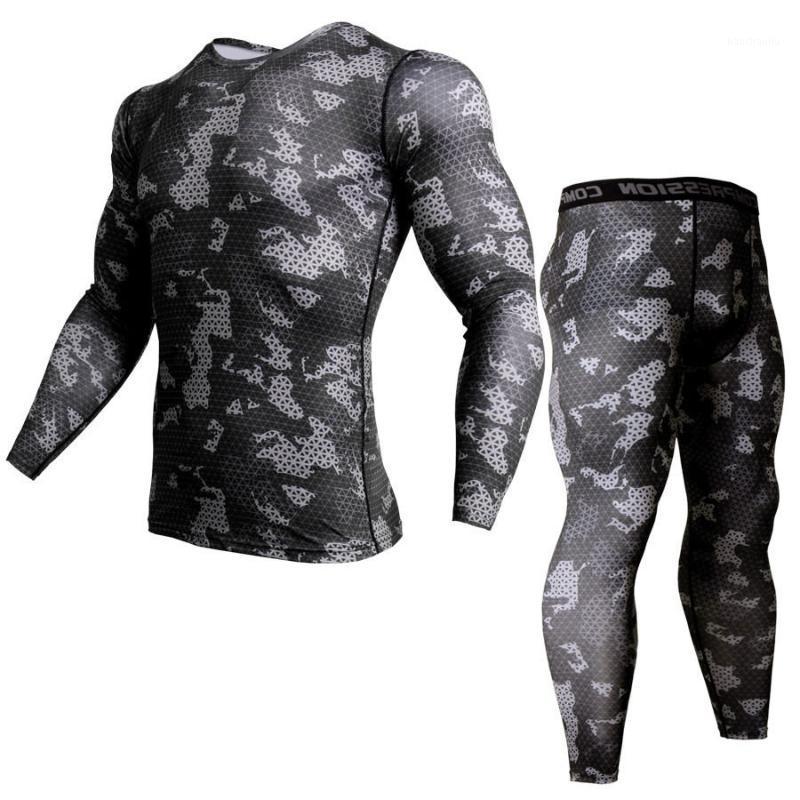 

New Elastic Quick Dry Camouflage Men' Running Sets Compression Sports Suits Skinny Tights Clothes Gym Fitness Camo Sportswear1, Picture color