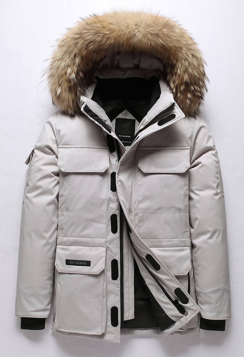 

Fashionable Winter Feather Men's Down Jacket Outdoor Work Clothes Thickened Warm Men's Winter Coat CNE Fast Shipping, White