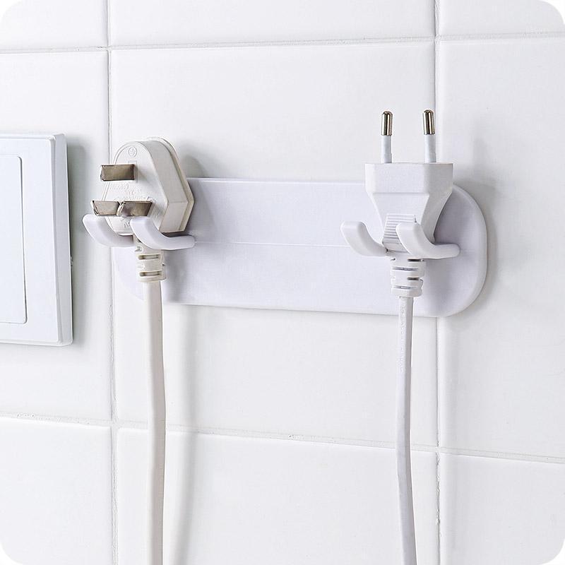 

Creative Bathroom Plug Holder Adhesive Power Cord Storage Hook 3 PCS/Lot Kitchen Wall Hanger1