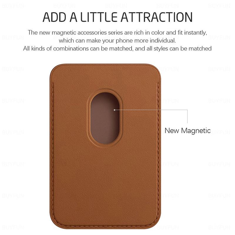 

2020 new Leather magsafe Wallet Credit Card Cash Pocket Holder Pouch For iPhone 12 mini pro max, Brown