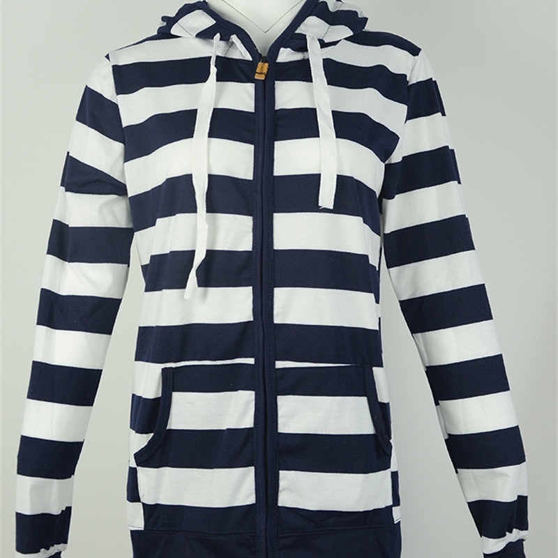 

Large Size Long Sleeve Striped Coats Fashion Casual Full New Style Spring Hoodies Sweatshirt For Women Plus Size S-4XL 201203, Navy blue