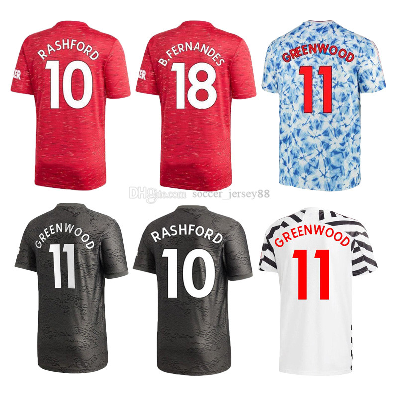 

2020 2021 soccer jerseys CAVANI MANC VAN DE BEEK B. FERNANDES RASHFORD football shirts 20 21 kids kits, Black;yellow