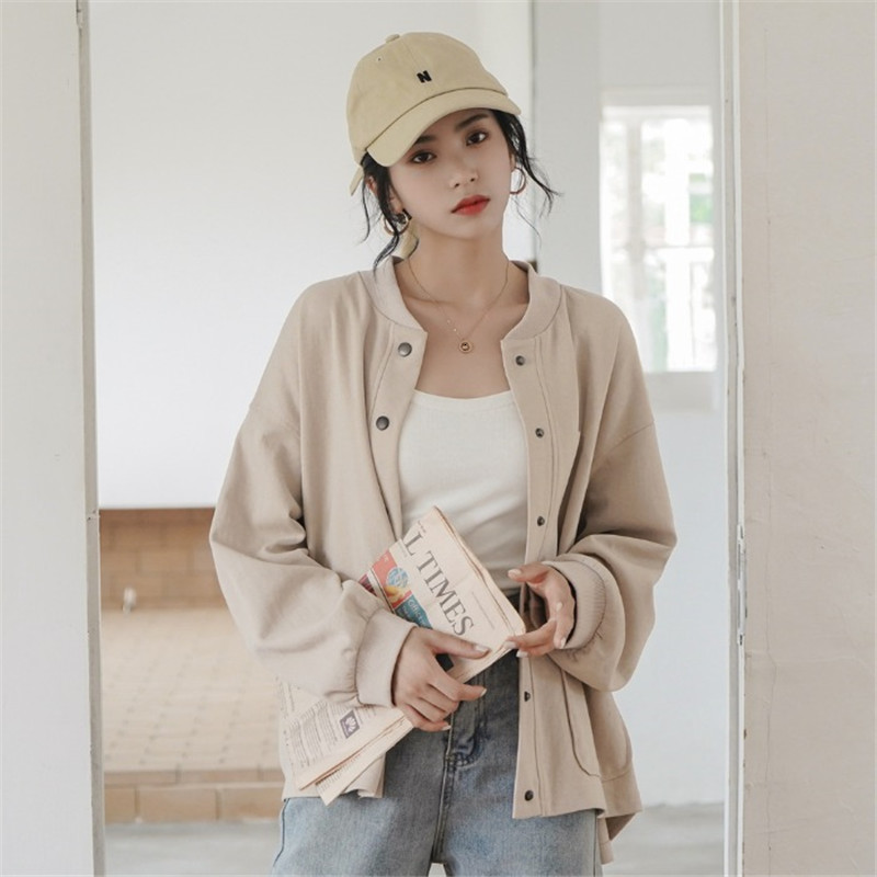 

2021 New Female Case Outerwear Bat Mangoes Single-breasted Released Spring Jacket Ladies Women's Baseball Uniform G60U, Apricot