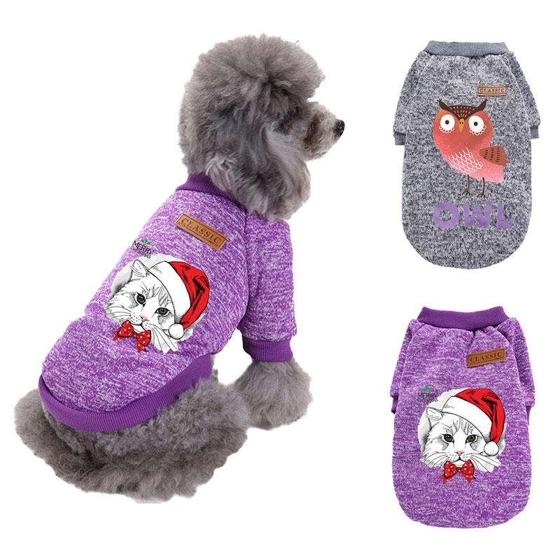 

Dogs Cute Christmas Clothes Sweater Xmas Clothing Pets Soft Cozy Fleece Warm Clothes Durable Puppy Costume Fashion Sweatshirt, Purple