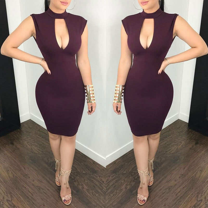 

Women' Sexy Slim Hollow Summer Mini Dress Lace Backless Mini Party Evening Pencil Dress, Burgundy