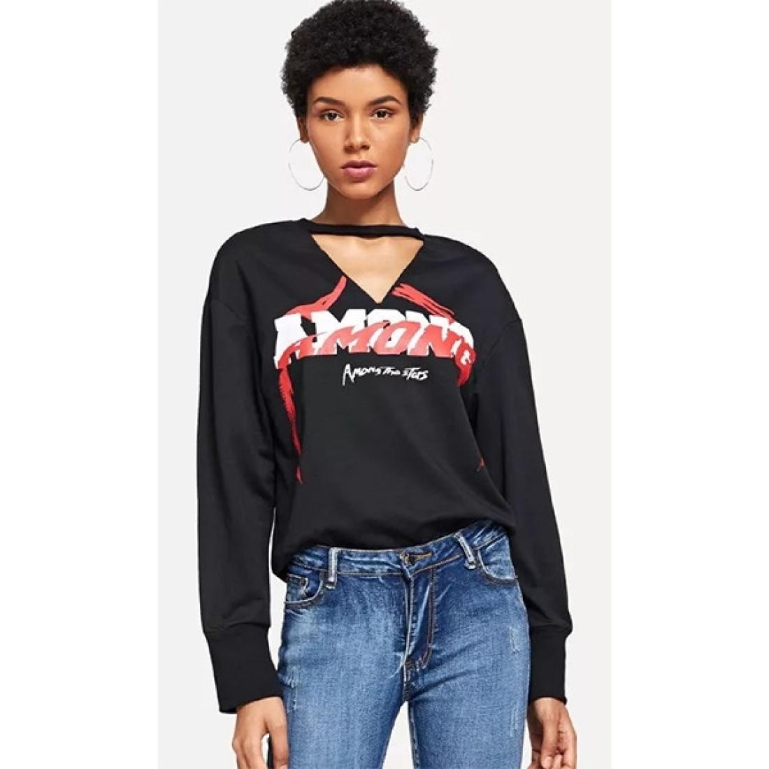 

Hollow Print Women Sweatshirt