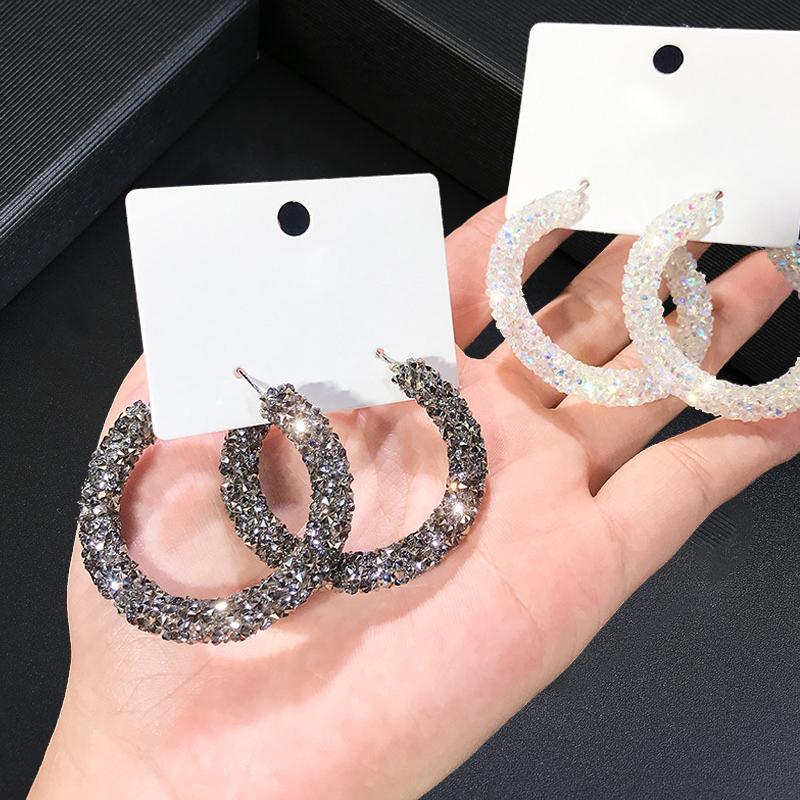 

Punk Shiny Crystal Hoop Earrings For Women Trend Modern Ring Earrings Girl Korea Hip-hop Female Party Jewelry Oorbellen