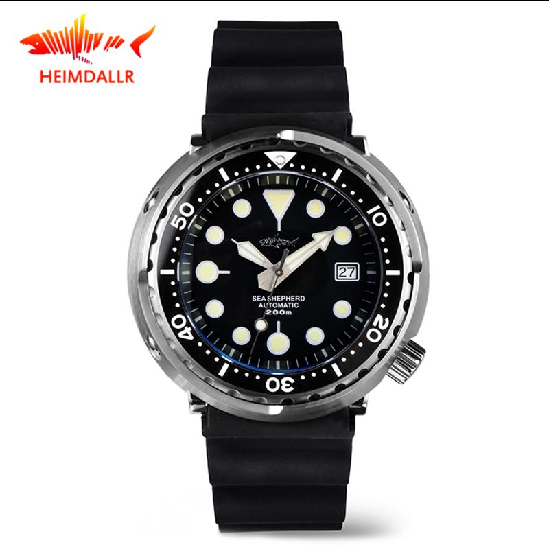 

Wristwatches HEIMDALLR 300M Men's Tuna Diver Watch Sapphire 47mm Black Dial Waterproof Japan NH35A Automatic Movement Mechanical Watches, Model-8