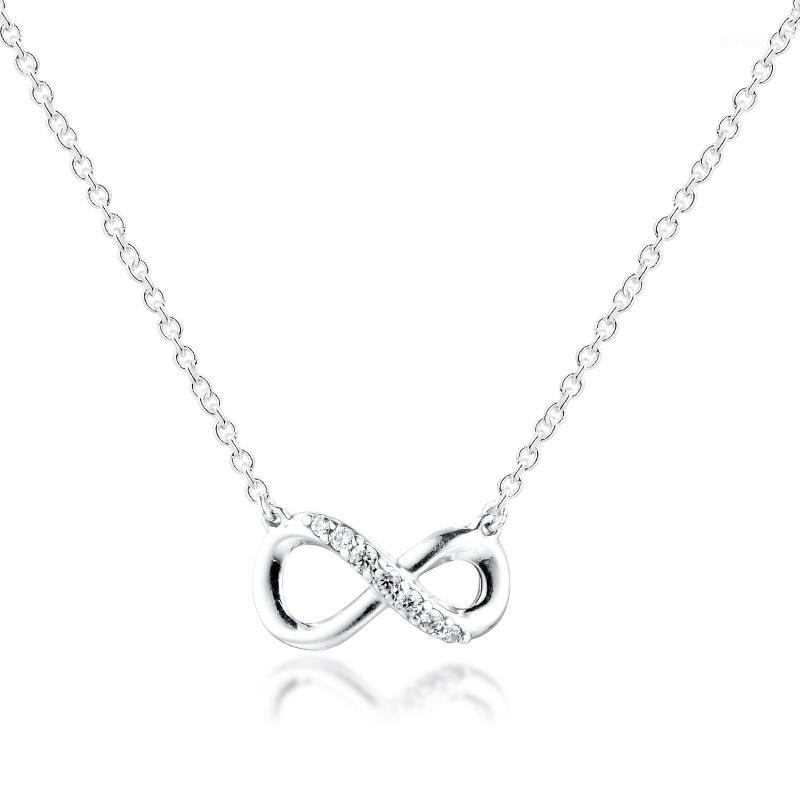 

Sparkling Infinity Collier Necklace for Women Valentine Day 925 Sterling Silver Necklaces Jewelry Female Chain Choker1
