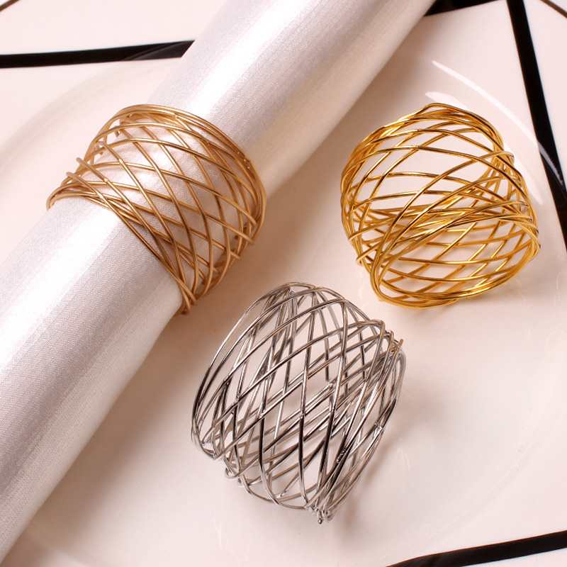 Gold Silver Napkin Ring Cafe Napkin Holder-image-751781324