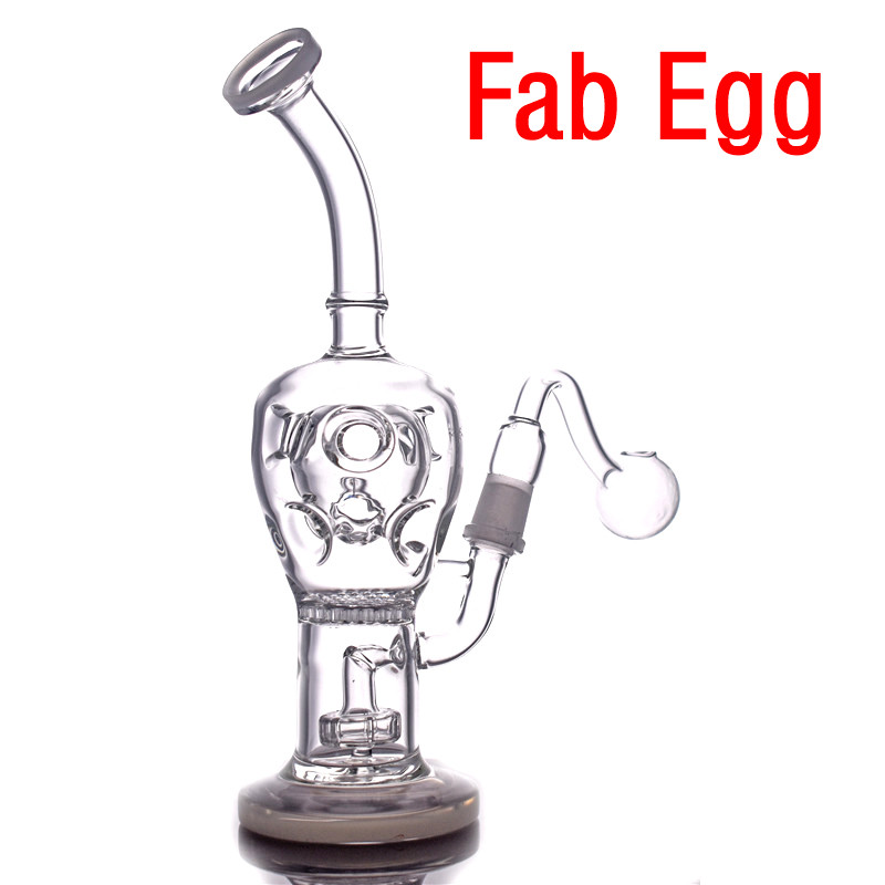 

Cheapest Glass Bong Fab Egg Water Pipe honeycomb Beaker Bong Recycler dab oil rig bongs hookah shisha with 14mm oil burner pipe in stock