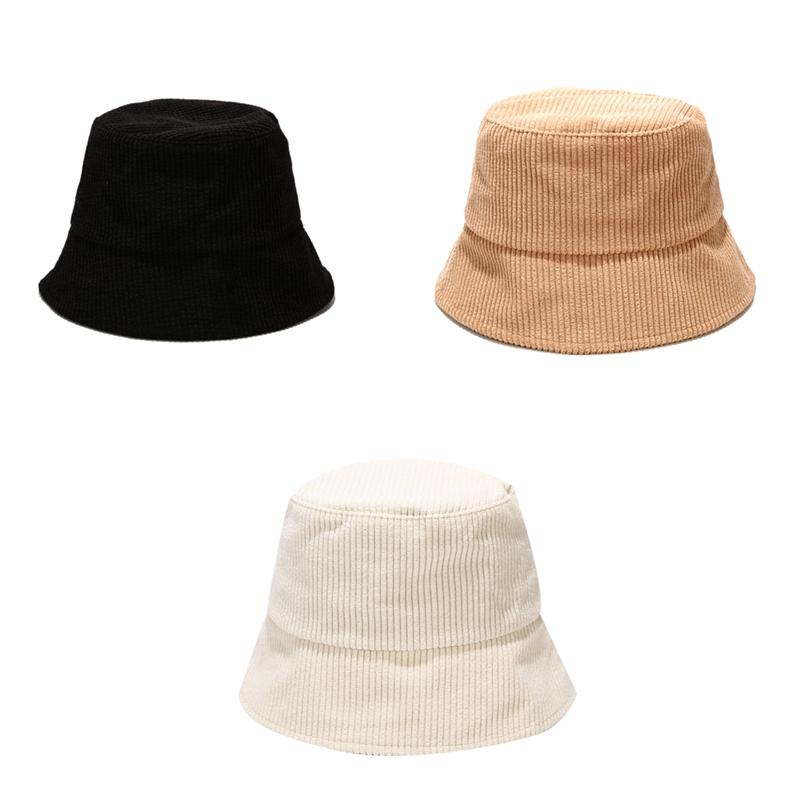 

Corduroy Bucket Hat,Warm Solid Folding Sun Cap,Wide Visor Flat Hat,for Winter Women Travel&Streetwear, Black