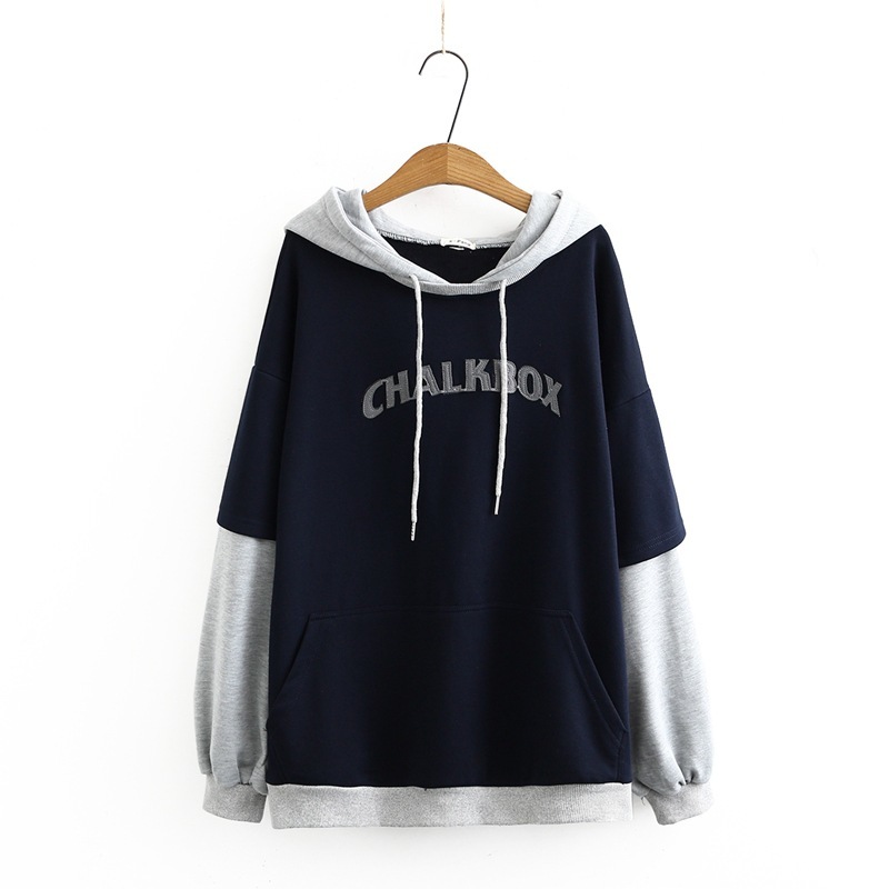 

Xl-4xl Plus Size Female Fake Two Large Full-size with Hoodies Potg, Grey.