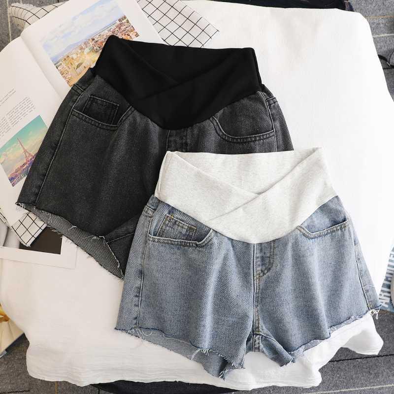 

Maternity Bottoms Pregnant Women Denim Shorts Summer Low-rise Trousers With Holes Cross Low Waist Belly Loose Casual Jeans Pants1, Black