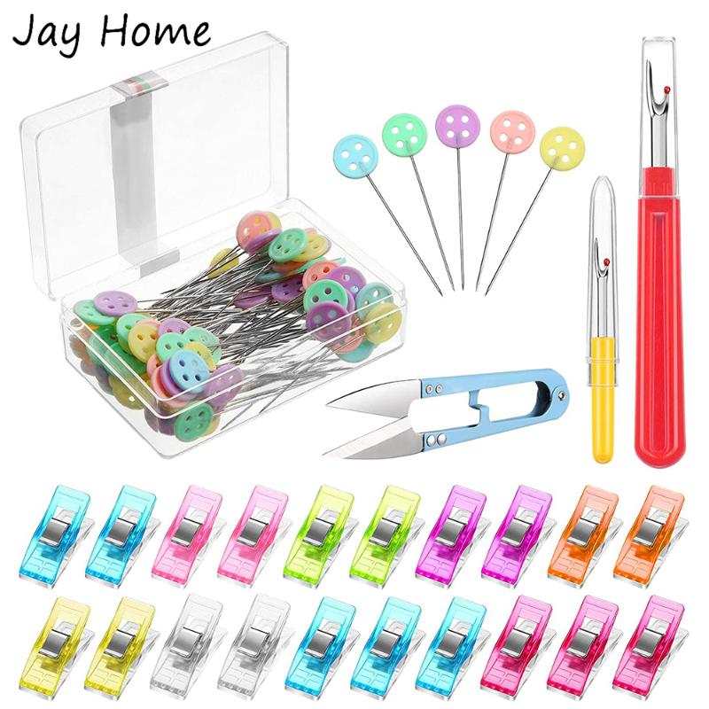 

Diamond Painting 123Pcs Sewing Tools Set Flat Head Pins Wonder Clips Seam Ripper Thread Remover Scissor Nipper For Stitching Embroidery