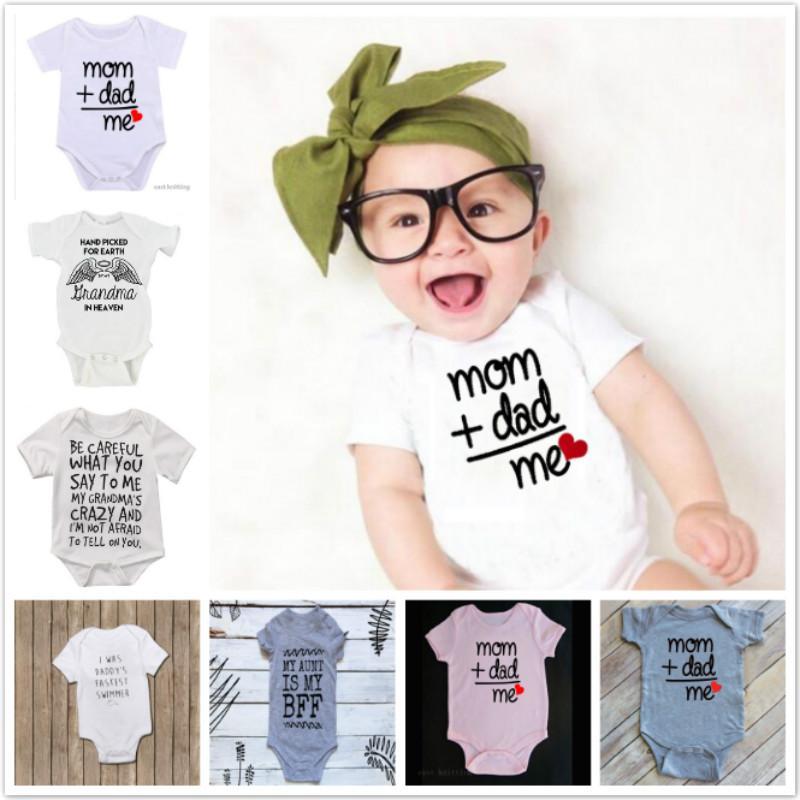 

Newborn Toddler Baby Boy Girl Dad+Mom = Me Outfit Costume Romper Short Sleeve Clothes Baby Roupa De Infant Jumpsuits 0-24M1, White be