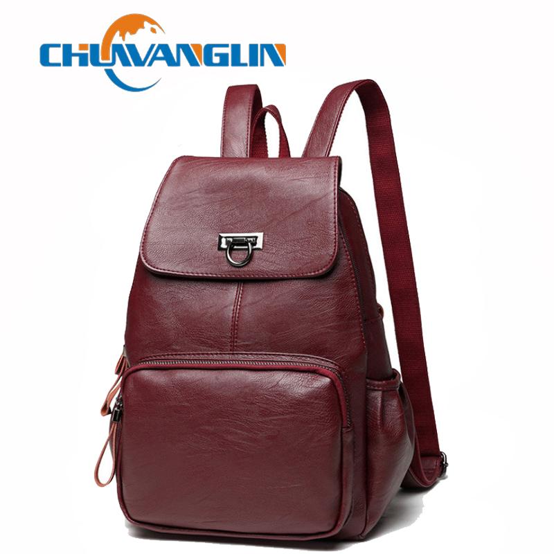 

Chuwanglin Genuine Leather backpack women fashion casual Daily feminine backpack Simple school bags travel bag S020603, Black