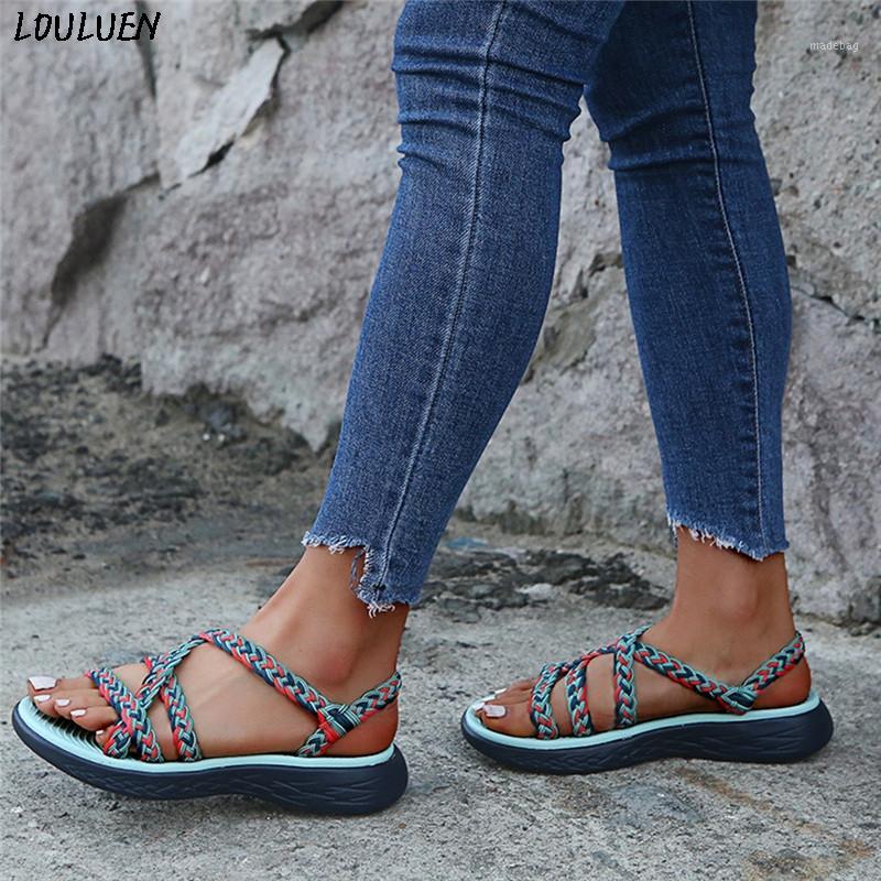 

LOULUEN 2020 Summer Bohemian Sandals For Women Fashion Strappy Flat Sports Beach Hiking Walking Shoes Retro Roman Zapatos Mujer1, Db