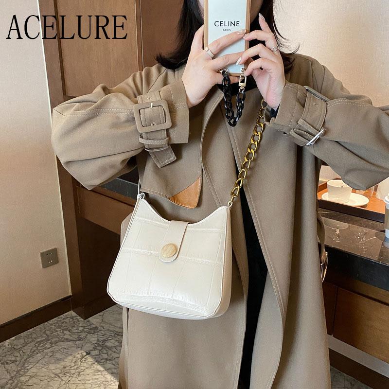

ACELURE High Capacity PU Leather Hasp Messenger Bags Shoppng Purse Tote Solid Color All-match Fashion Shoulder Bags for Women, Black