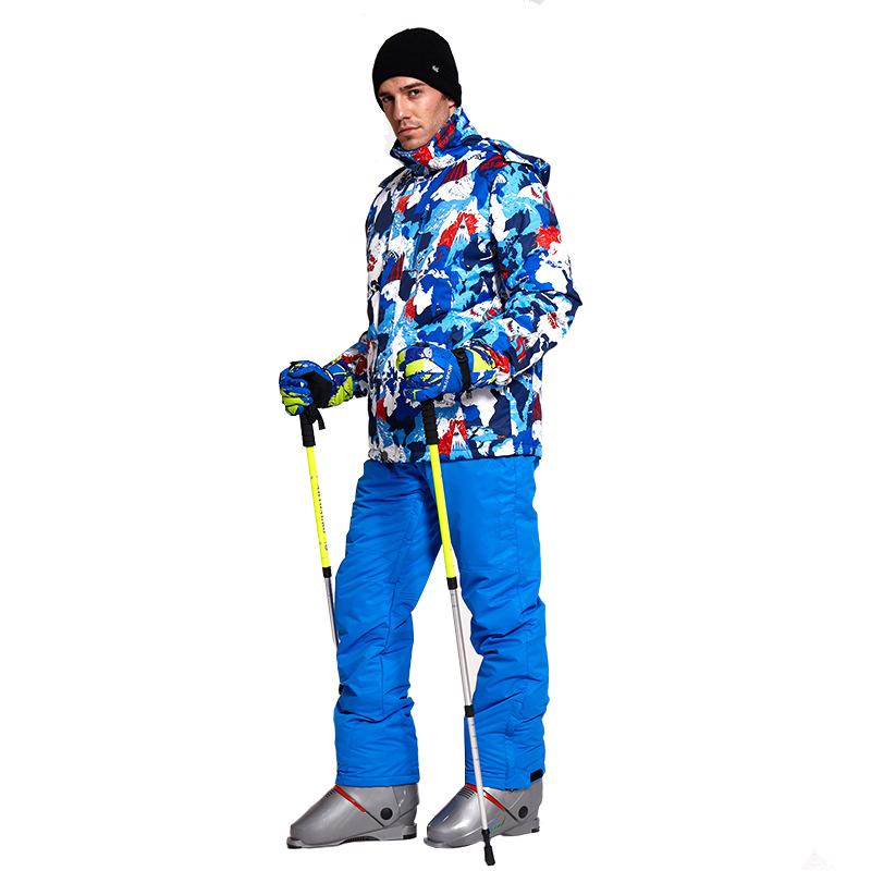 

New Thick Warm Ski Suit Men Waterproof WindproMof Skiing and Snowboarding Jacket Pants Set Male Snow Costumes Outdoor WearM, Red black