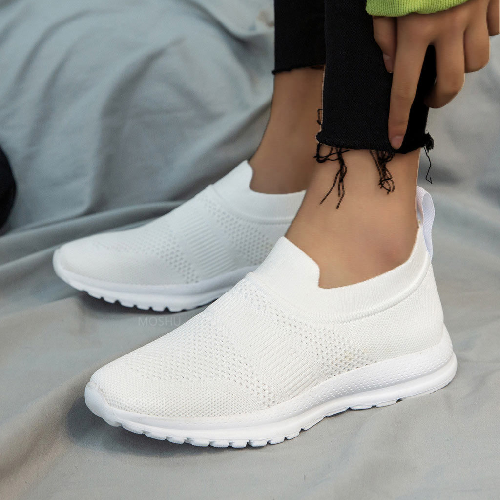 

White woman vulcanize women's summer Slide into ladies sock-forming casual shoes zapatillas mujer, Black